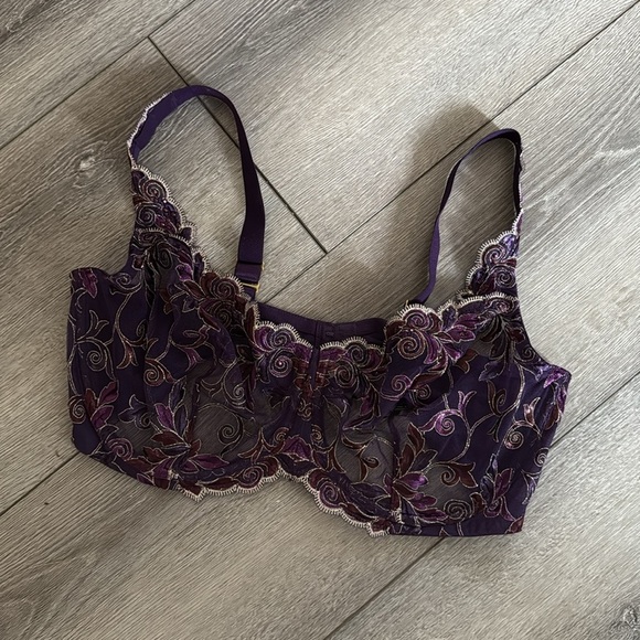 SOMA Sensuous lace unlined sheer Bra Sz 40DD purple - Picture 4 of 4